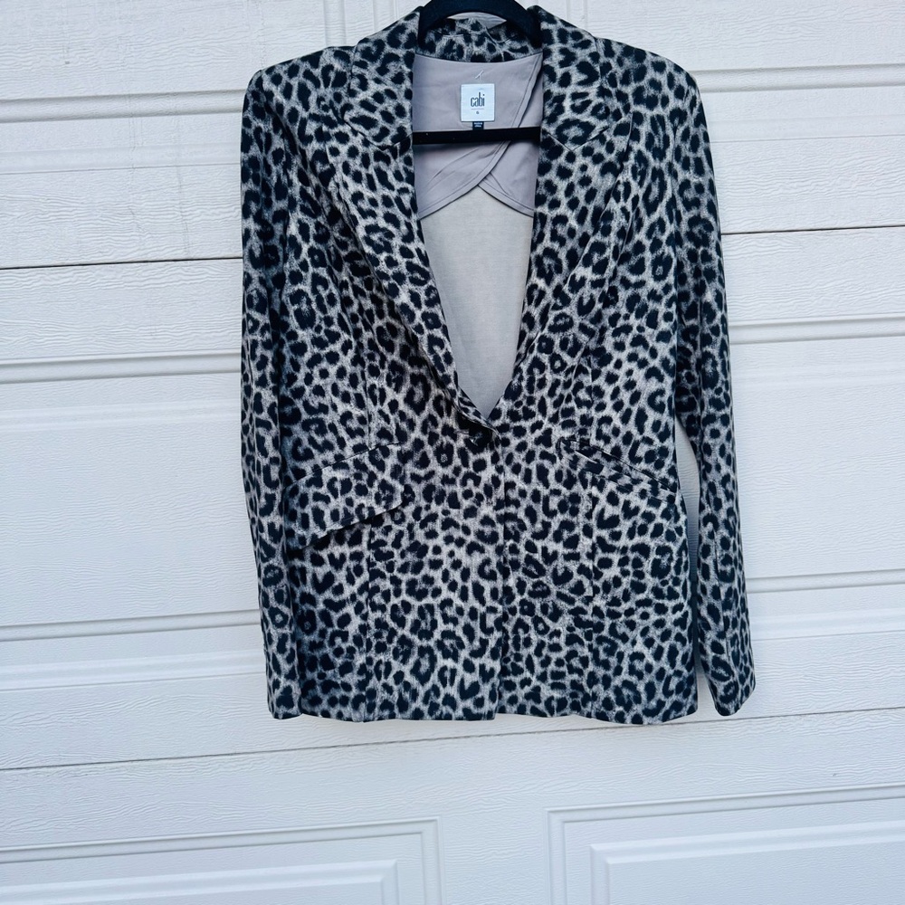 CAbi Animal Print Blazer in Black and Gray